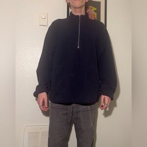 Vintage Adidas Men's Navy Quarter-Zip Fleece Pullover